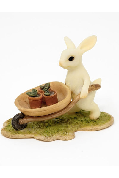 Bunny Gardener Pushing Wheelbarrow