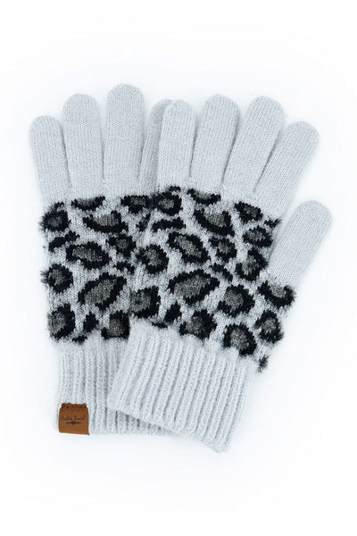 GLOVES, SNOW LEOPARD GRAY