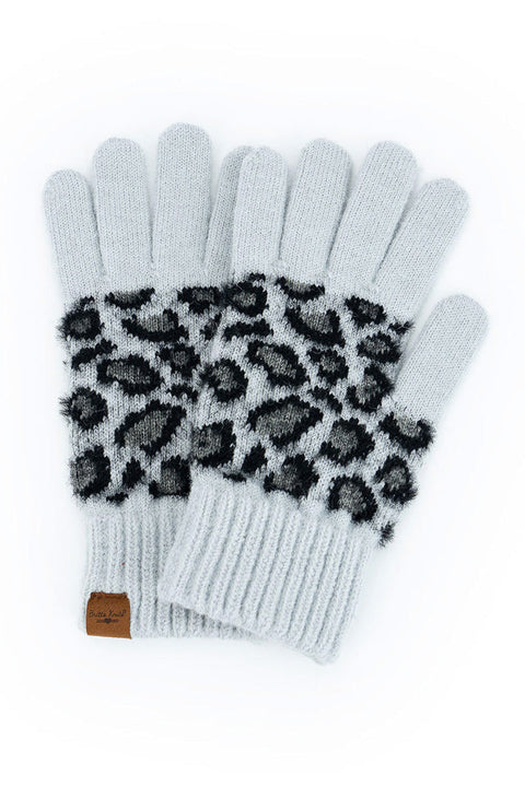 Britt's Knits | Snow Leopard Gloves | Grey