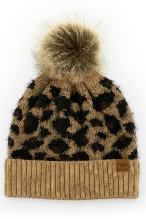 Britt's Knits | Snow Leopard Pom Hat | Tan