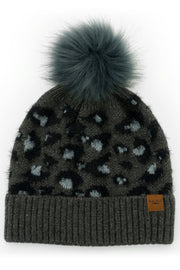 Britt's Knits | Snow Leopard Pom Hat | Black