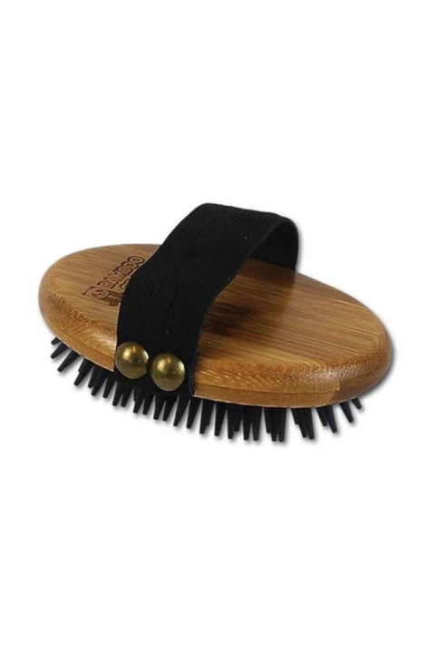 Bamboo Groom Curry Brush with Rubber Bristles