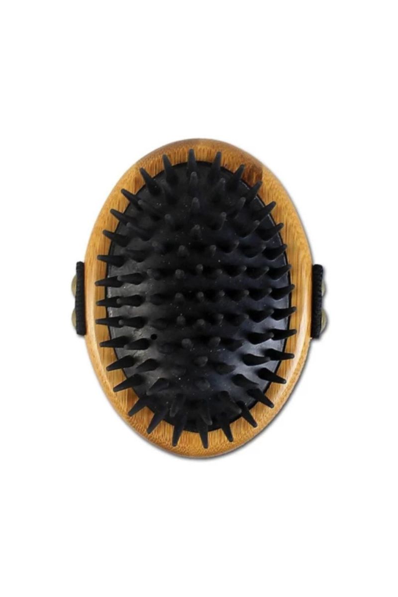 Bamboo Groom Curry Brush with Rubber Bristles