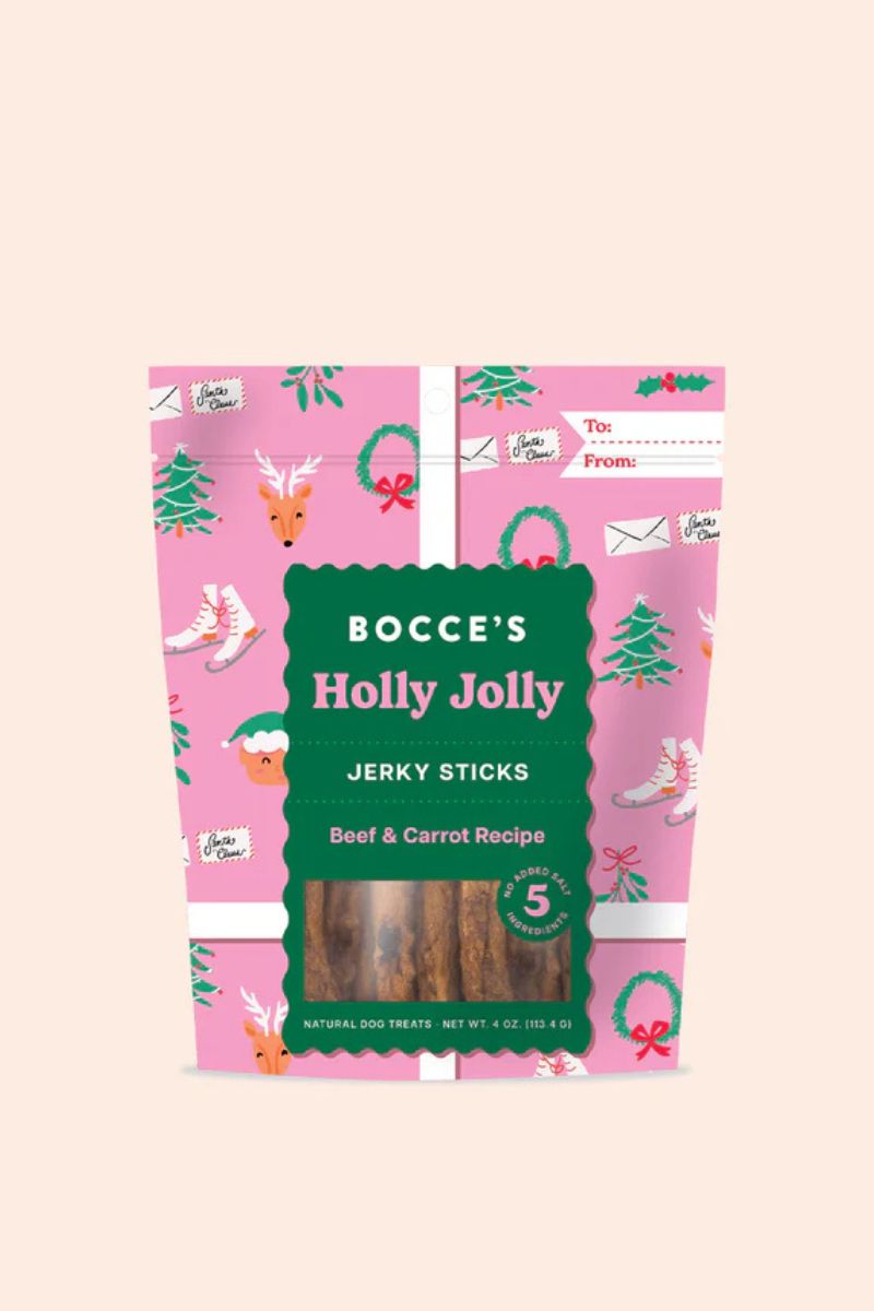 Bocce's Bakery Holly Jolly Jerky Sticks Dog Treats 4 oz