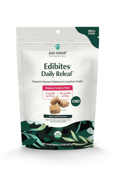 Pet Releaf Daily Releaf CBD Edibites Small Dogs Soft Chews Blueberry Cranberry 7.5 oz