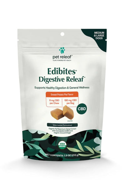 Pet Releaf Digestive Releaf CBD Edibites Large Dogs Soft Chews Sweet Potato Pie 7.5 oz