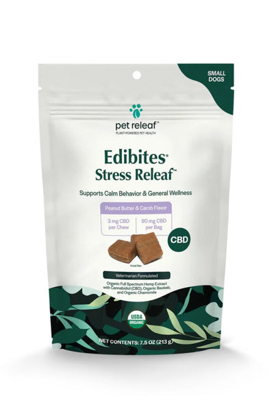 Pet Releaf Stress Releaf CBD Edibites Small Dog Soft Chews Peanut Butter & Carob 7.5oz