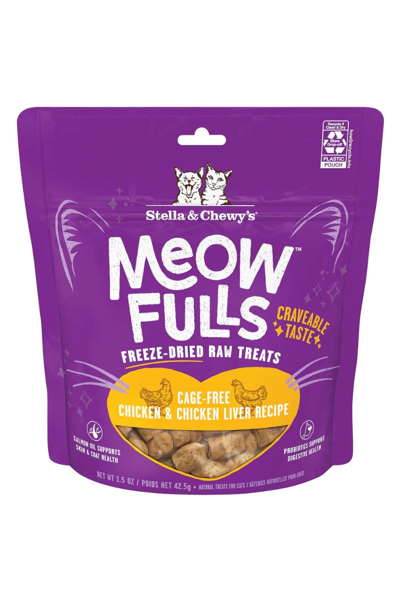 Stella & Chewy's Meowfulls Chicken & Chicken Liver Cat Treats 1.5 oz