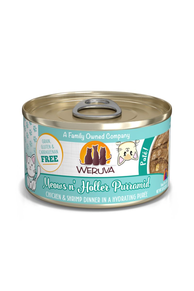 Weruva Pate Meows n' Holler Purramid Chicken & Shrimp Dinner Canned Cat Food 3 oz