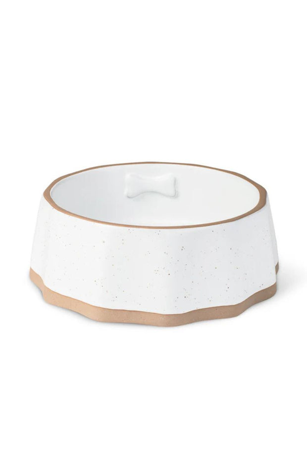 Petshop by Fringe Dog Bowl Speckled Bone Sculpted Medium Ivory