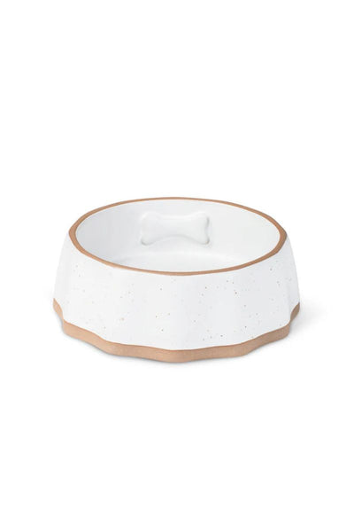 Petshop by Fringe Dog Bowl Speckled Bone Sculpted Small Ivory