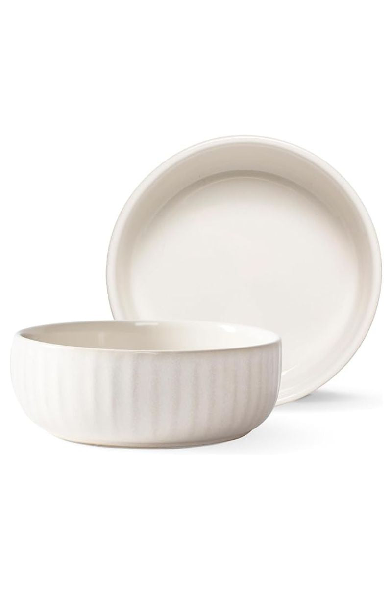 Petshop By Fringe Sculpt Bowl Canvas Stream Ribbed Bisque Small Cream