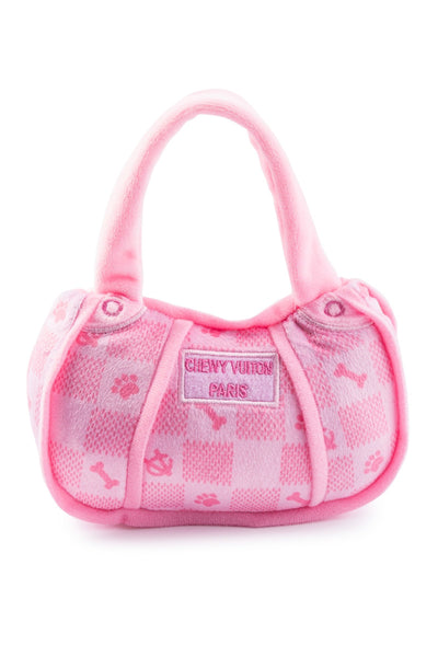 Pink Checker Chewy Vuiton Handbag Dog toy Small