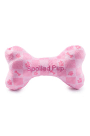 Pink Checker Chewy Vuiton Bone Dog Toy Extra Large