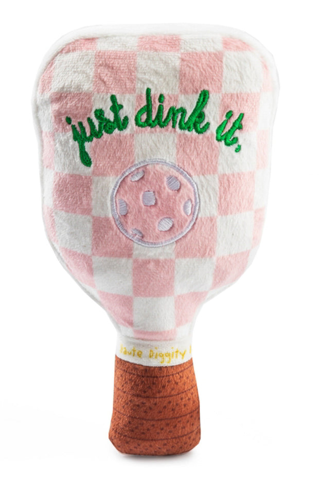 Pink & White Checker Pickleball Paddle Dog Toy