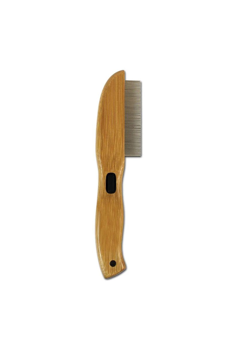 Bamboo Groom Flea Comb with 77 Rotating Pins