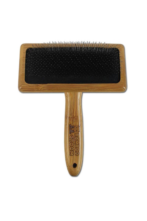 Bamboo Groom Soft Slicker Brush with Stainless Steel Pins & Comfort Tips Large