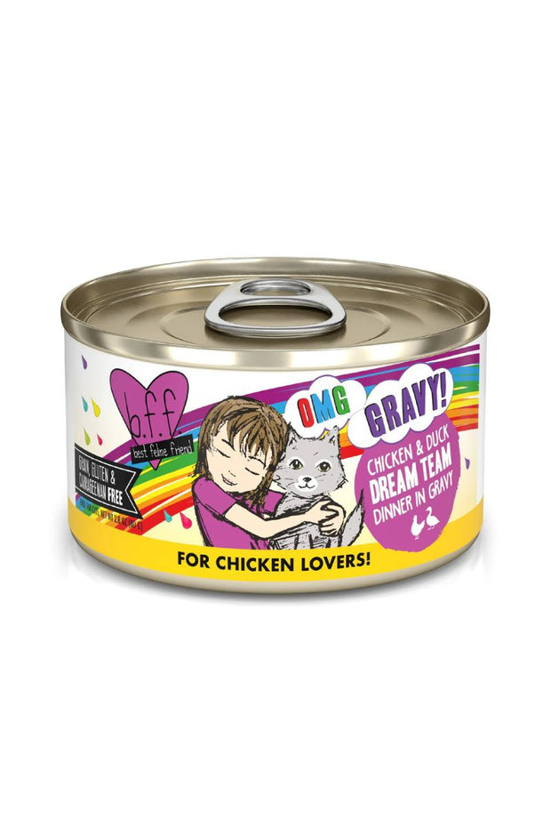 Weruva BFF OMG Dream Team Chicken & Duck in Gravy Wet Canned Cat Food 2.8 oz