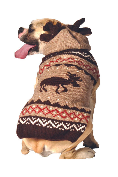 Chilly Dog Moosey Hooded Sweater Large