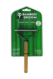 Bamboo Groom Dematting Rake with Stainless Steel Serrated Blades Small/Medium