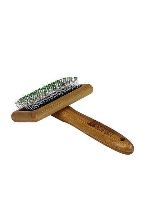 Bamboo Groom Soft Slicker Brush with Stainless Steel Pins & Comfort Tips Medium