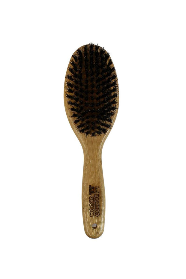 Bamboo Groom Oval Bristle Brush with Natural Boar Bristles Large