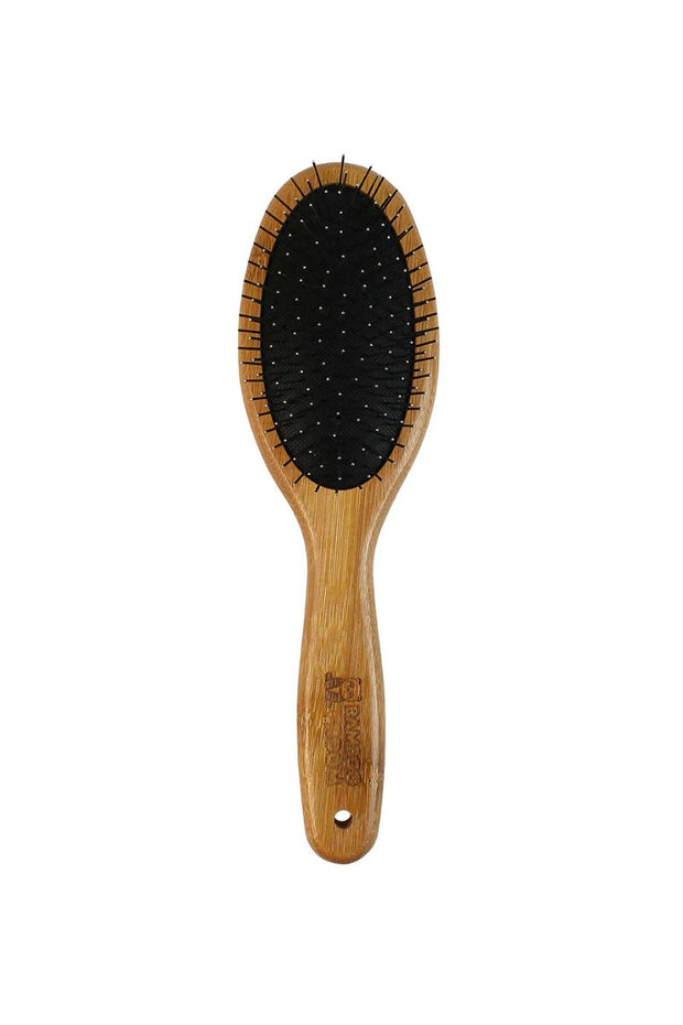 Bamboo Groom Oval Pin Brush with Stainless Steel Pins Large