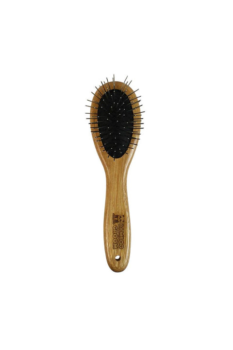 Bamboo Groom Oval Pin Brush with Stainless Steel Pins Small/Medium