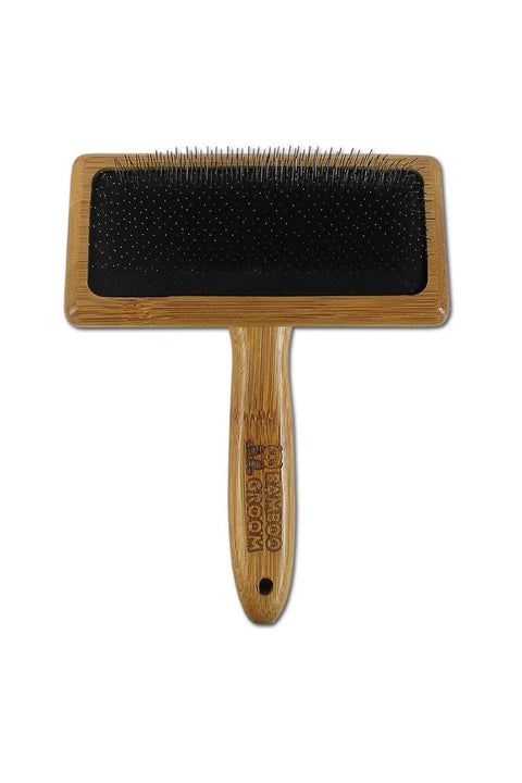 Bamboo Groom Slicker Brush with Stainless Steel Pins Large