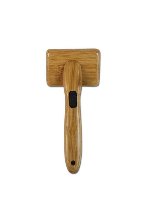 Bamboo Groom Slicker Brush with Stainless Steel Pins Small