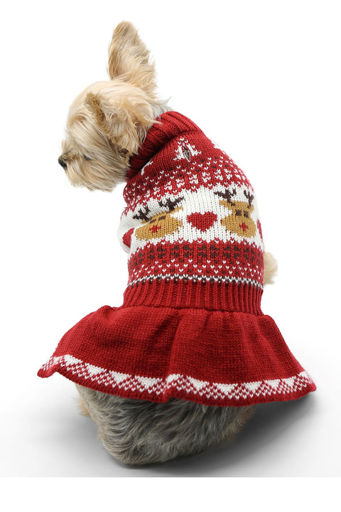 DOGO Reindeer Fair Isle Sweater Dress Extra Small