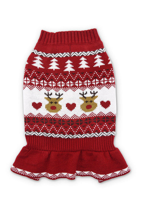 DOGO Reindeer Fair Isle Sweater Dress Extra Small