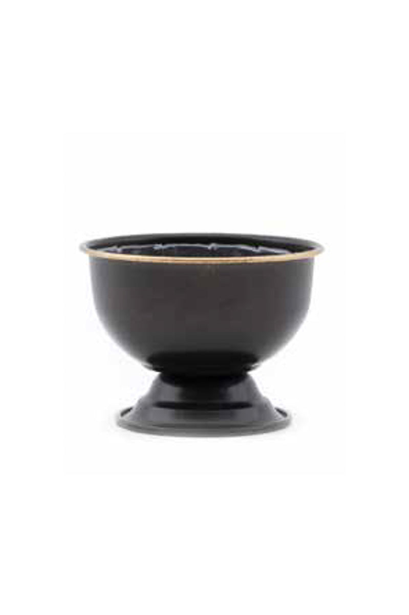 Metal Urn Round with Base Black