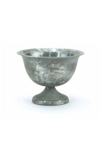 Metal Urn Round with Base Silver