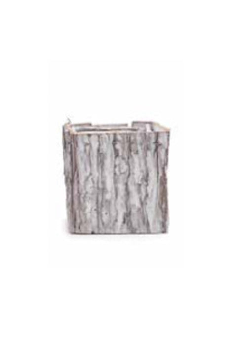 Tree Bark Cube Planter Medium White