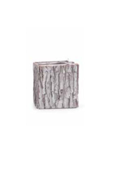 Tree Bark Cube Planter Small White