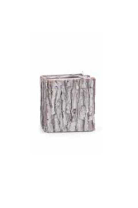 Tree Bark Cube Planter Small White