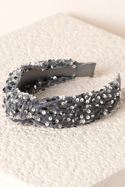 Shiraleah Knotted Sequins Headband Grey