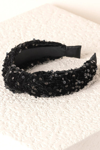 Shiraleah Knotted Sequins Headband Black