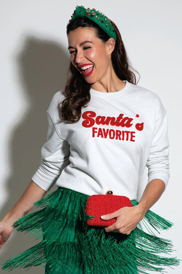 Shiraleah Santa's Favorite Sweatshirt Ivory Large