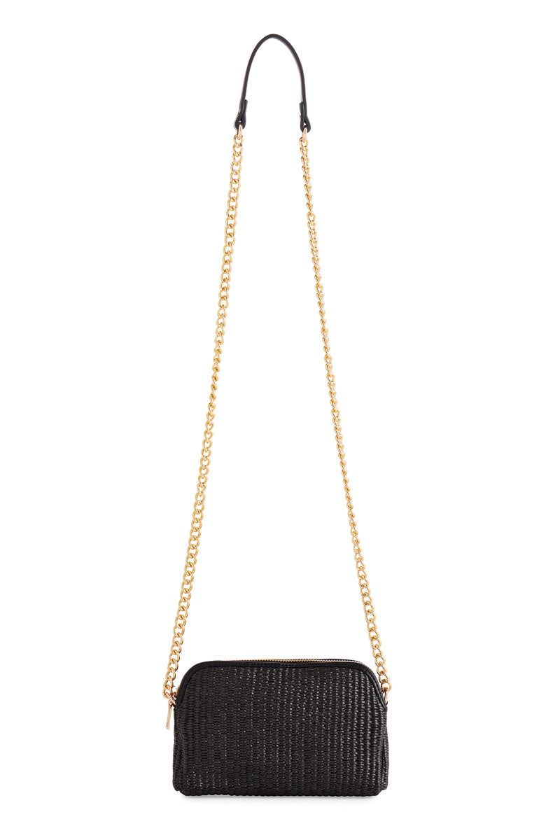 Shiraleah Josephine Straw Mini Shoulder Bag Black