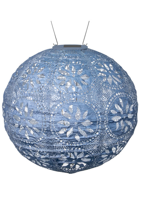 Soji Stella Boho Globe | Metallic Blue | 12" Solar Lantern