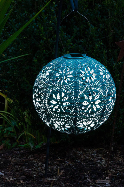 Soji Stella Boho Globe | Metallic Emerald | 12" Solar Lantern