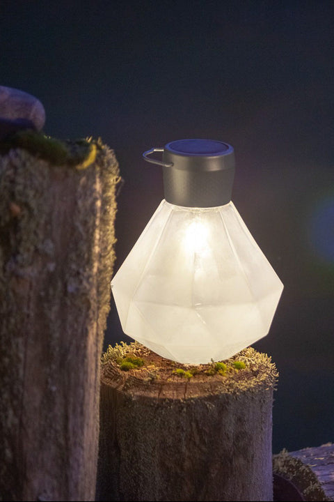 5.5" Gem Light | Milk | Glass Solar Lantern