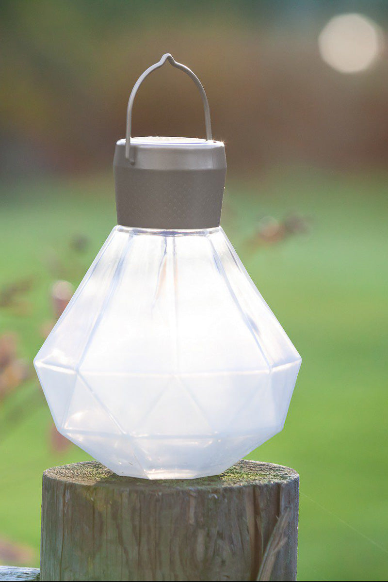 Gem Light Glass Solar Lanterns 5.5" Milk