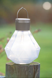 Gem Light Glass Solar Lanterns 5.5" Milk