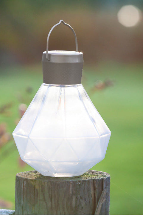 5.5" Gem Light | Milk | Glass Solar Lantern