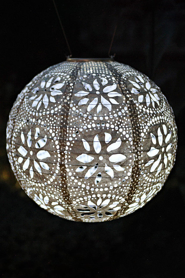 Soji Stella Boho Globe | Pearl | 12" Solar Lantern