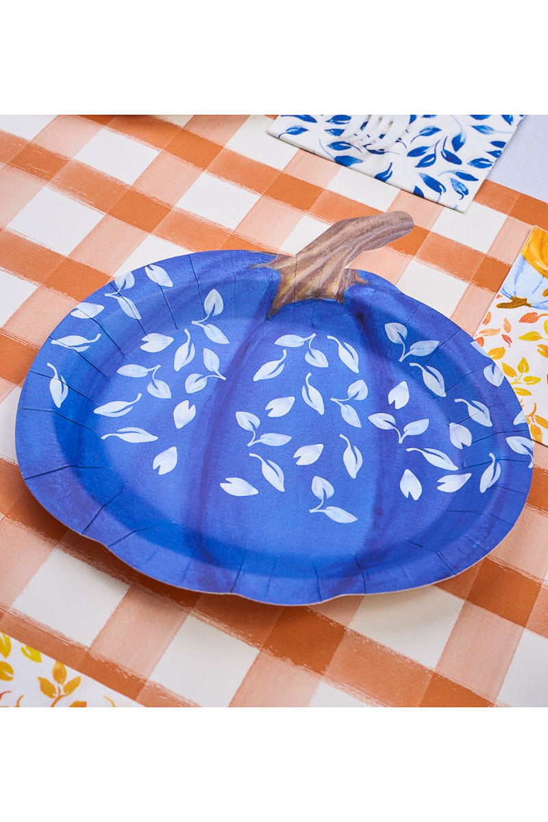 Sophistiplate Harvest Blues Die Cut Pumpkin Plates 8" Assorted