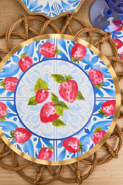Sophistiplate Bleu Strawberries Wavy Dinner Plates 8/pk